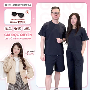 BST Modal Cool 2.026 Bộ Quần Áo GUNO Nam Nữ Tròn Quần Suông Logo Thêu 26BG03/26BB04