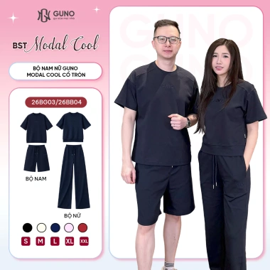 BST Modal Cool 2.026 Bộ Quần Áo GUNO Nam Nữ Tròn Quần Suông Logo Thêu 26BG03/26BB04 2 BST Modal Cool 2.026 Bộ Quần Áo GUNO Nam Nữ Tròn Quần Suông Logo Thêu 26BG03/26BB04 2