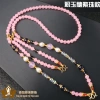 Bùa dây treo đôi hai vòng cổ xích mạ não pha lê trắng hồng chalcedony đa năng - Giá 378k 2