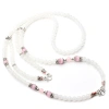 Bùa dây treo đôi hai vòng cổ xích mạ não pha lê trắng hồng chalcedony đa năng - Giá 378k 4