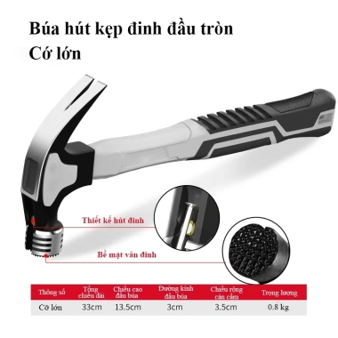 Búa nhổ đinh BTOOL sừng dê - Đóng đinh 2 tầng, khe cấm, từ tính mạnh, thép carbon, 150.000₫ 6