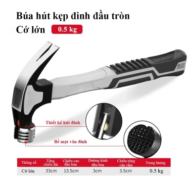 Búa nhổ đinh BTOOL sừng dê - Đóng đinh 2 tầng, khe cấm, từ tính mạnh, thép carbon, 150.000₫ 10
