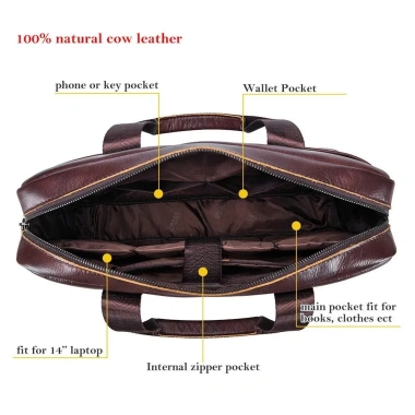 Bullcaptain Túi Da Nam Cặp Laptop 14 Messenger - Đựng A4, Kinh Doanh, Giá Giảm