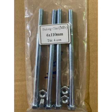 Bulon tán 6ly M6 bù lon combo 4 con biến áp, phi 6mm dài 10-12cm - Giá 14.000 VND 10
