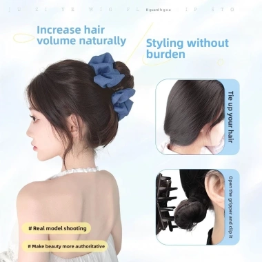 Bun Head Tóc Giả HYCEO - Lông Tơ, Kẹp Móng Vuốt, Nơ Đen, Ruy Băng - Giá chỉ 64.800đ 4