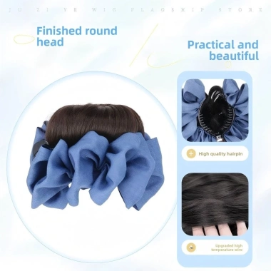 Bun Head Tóc Giả HYCEO - Lông Tơ, Kẹp Móng Vuốt, Nơ Đen, Ruy Băng - Giá chỉ 64.800đ 6