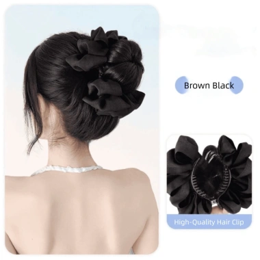 Bun Head Tóc Giả HYCEO - Lông Tơ, Kẹp Móng Vuốt, Nơ Đen, Ruy Băng - Giá chỉ 64.800đ 9