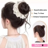 Bun Tóc Giả Mô Phỏng Thanh Lịch, Thiết Kế Hoa Dây Buộc Ren Co Giãn - Phụ Kiện Nữ 3