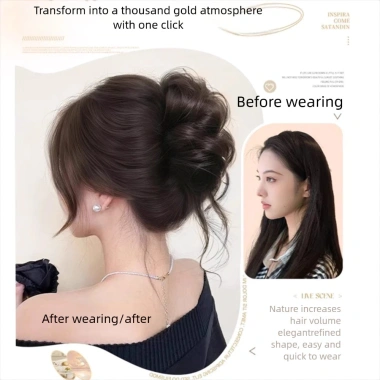 Bun tóc giả xoăn tổng hợp tự nhiên màu nâu đen - Giá 49.464₫, dành cho phụ nữ 7 Bun tóc giả xoăn tổng hợp tự nhiên màu nâu đen - Giá 49.464₫, dành cho phụ nữ 7