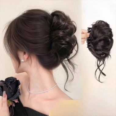Bun tóc giả xoăn tổng hợp tự nhiên màu nâu đen - Giá 49.464₫, dành cho phụ nữ 8 Bun tóc giả xoăn tổng hợp tự nhiên màu nâu đen - Giá 49.464₫, dành cho phụ nữ 8