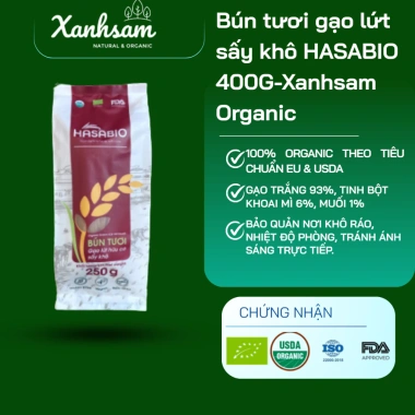 Bún tươi gạo lứt sấy khô HASABIO 400g Organic - Dinh dưỡng, không chất bảo quản, giảm giá 20% Bún tươi gạo lứt sấy khô HASABIO 400g Organic - Dinh dưỡng, không chất bảo quản, giảm giá 20%