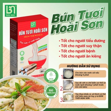 Bún Tươi Hoài Sơn Hữu Cơ Bầu Mây 200g – Bổ Dưỡng, Dễ Tiêu Hóa, Dành Cho Người Ăn Chay & Kiêng