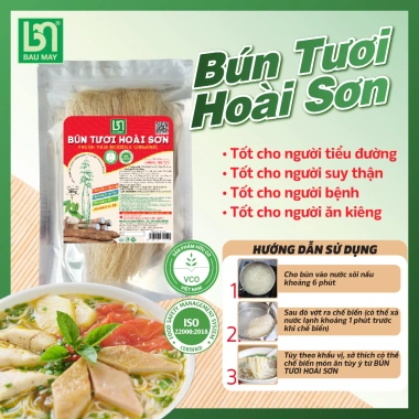 Bún Tươi Hoài Sơn Hữu Cơ Bầu Mây 200g – Bổ Dưỡng, Dễ Tiêu Hóa, Dành Cho Người Ăn Chay & Kiêng