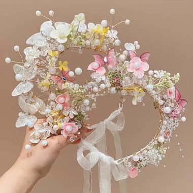 Bướm Cổ Tích Tóc Vòng Hoa Bohemia - Đồ Trang Trí Tóc Mũ Hoa Cưới, Ruy Băng Lụa Hạt, Giá 158.760 VND 5