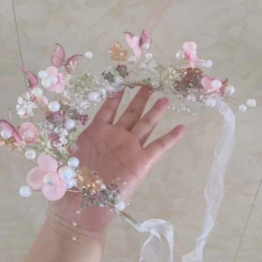 Bướm Cổ Tích Tóc Vòng Hoa Bohemia - Đồ Trang Trí Tóc Mũ Hoa Cưới, Ruy Băng Lụa Hạt, Giá 158.760 VND 7