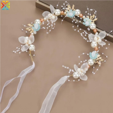 Bướm Ngọc Trai Vòng Hoa Công Chúa Ruy Băng Phụ Kiện Tóc Du Lịch Chụp Ảnh 5