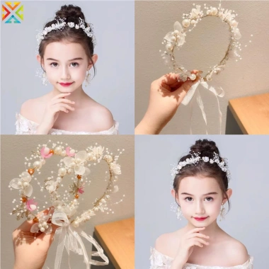 Bướm Ngọc Trai Vòng Hoa Công Chúa Ruy Băng Phụ Kiện Tóc Du Lịch Chụp Ảnh 9