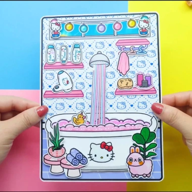 Búp bê giấy thủ công Tocaboca Hello Kitty - Ngôi nhà Squishy Kuromi, đồ chơi tự làm trẻ em, giảm giá 139k 6