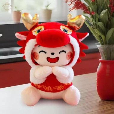 Búp bê rồng nhồi bông đỏ đáng yêu, đồ chơi sinh nhật, mùa xuân, lễ hội, quà tặng phòng ngủ, giá 264k