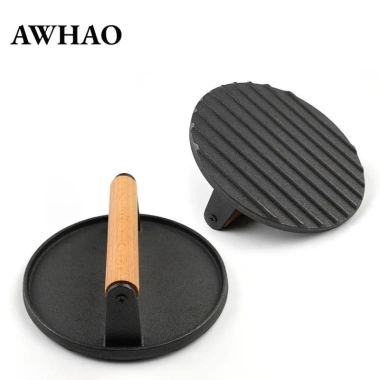 Burger Press gỗ – Rãnh đáy, làm bít tết & patty nhanh, 236.500₫