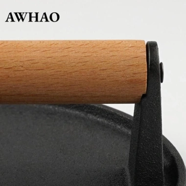 Burger Press gỗ – Rãnh đáy, làm bít tết & patty nhanh, 236.500₫