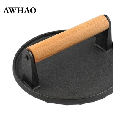 Burger Press gỗ – Rãnh đáy, làm bít tết & patty nhanh, 236.500₫