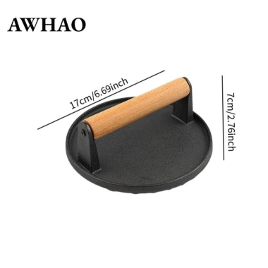 Burger Press gỗ – Rãnh đáy, làm bít tết & patty nhanh, 236.500₫