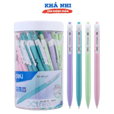 Bút bi dầu Deli 0.7mm mực xanh hộp 50 - Bền đẹp, giá rẻ cho học sinh văn phòng