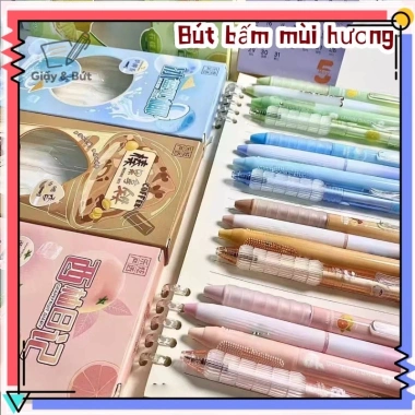 Bút bi đen 0.5mm 4 cây hộp - Có mùi thơm, viết mượt, chuyên dụng thi cử, giảm giá 35.000
