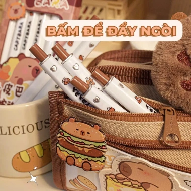 Bút Bi Gel 0.5mm Set 6 và 12 - Hoạt Hình Dễ Thương Cute, Viết Mượt Mà, Phù Hợp Học Sinh 3