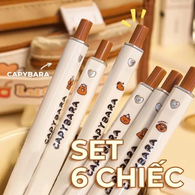Bút Bi Gel 0.5mm Set 6 và 12 - Hoạt Hình Dễ Thương Cute, Viết Mượt Mà, Phù Hợp Học Sinh 8