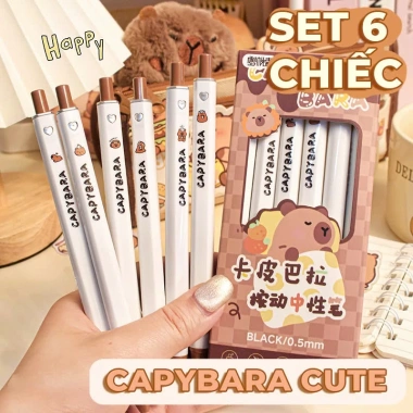 Bút Bi Gel 0.5mm Set 6 và 12 - Hoạt Hình Dễ Thương Cute, Viết Mượt Mà, Phù Hợp Học Sinh 9