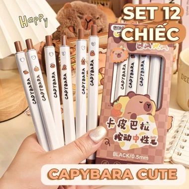 Bút Bi Gel 0.5mm Set 6 và 12 - Hoạt Hình Dễ Thương Cute, Viết Mượt Mà, Phù Hợp Học Sinh 10