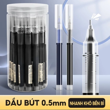 Bút bi gel dung lượng lớn 20 cây, ngòi 0.5mm màu xanh-đen-đỏ - viết chữ đẹp