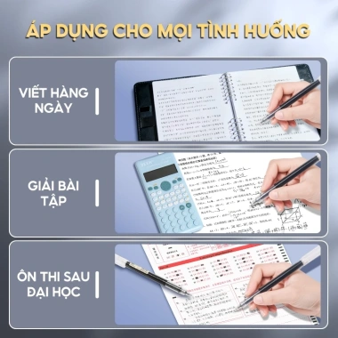Bút bi gel dung lượng lớn 20 cây, ngòi 0.5mm màu xanh-đen-đỏ - viết chữ đẹp