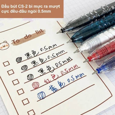 Bút Bi Gel Nước Bấm Ống Cực To 0.5mm 1.700m Mực Đen Xanh Đỏ Giá chỉ 10.000 VND 3