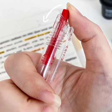 Bút Bi Gel Nước Bấm Ống Cực To 0.5mm 1.700m Mực Đen Xanh Đỏ Giá chỉ 10.000 VND 7