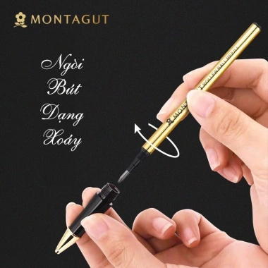 Bút bi ký tên Montaget M801 đỏ khắc tên, kèm 2 ngòi và bao da, quà tặng sếp 1.11tr 5