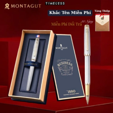 Bút bi ký tên Montaget vân chìm kim loại cao cấp - Khắc tên miễn phí - Chỉ 560.000₫