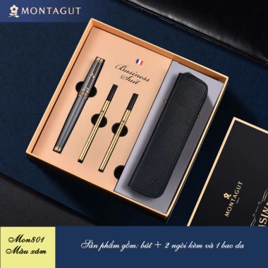 Bút bi ký tên Montagut M801 màu xám cao cấp Khắc tên theo yêu cầu kèm 2 ngòi và bao da sang trọng quà tặng sếp 1.1tr 4 Bút bi ký tên Montagut M801 màu xám cao cấp Khắc tên theo yêu cầu kèm 2 ngòi và bao da sang trọng quà tặng sếp 1.1tr 4