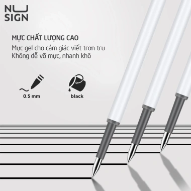 Bút Bi Mực Gel Nusign Cao Cấp 0.5mm Mực Đen Viết Siêu Êm - Ngòi Carbon, Giá 7.200đ