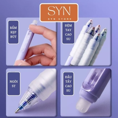 Bút Bi Xóa Được 4 Cái Mực Xanh Gel – Viết Trơn, Xóa Sạch Không Lem, Giá 18.000đ