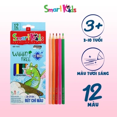 Bút chì màu Smartkids SK-CP04 woodfree 12 màu tươi sáng cho bé 6-12 tuổi - giá 18.600đ 2