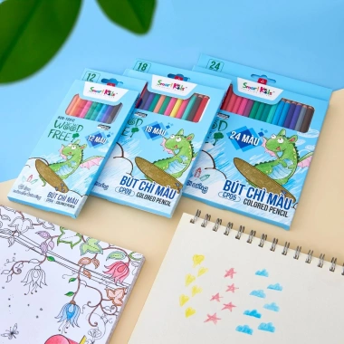 Bút chì màu Smartkids SK-CP04 woodfree 12 màu tươi sáng cho bé 6-12 tuổi - giá 18.600đ 6