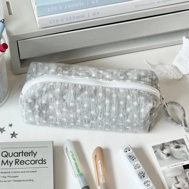 Bút chì OAKDENEMYWAY chấm bi – Túi đựng bút dung lượng lớn, mềm cảm ứng, phong cách INS Back To School