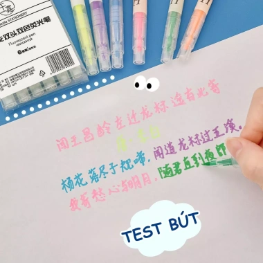 Bút Dạ Quang 2 Đầu 2 Màu – Viết Êm, Không Lem, Pastel 3 Cây/6 Cây, Giá 10.000đ