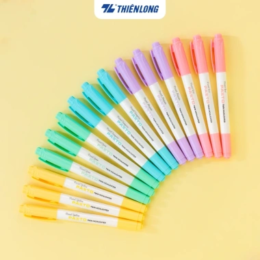 Bút dạ quang 2 đầu 5 màu Pastel Thiên Long Pazto HL-016 - Không để lại vết photocopy, không lem chữ, giá chỉ 20.000₫ 2