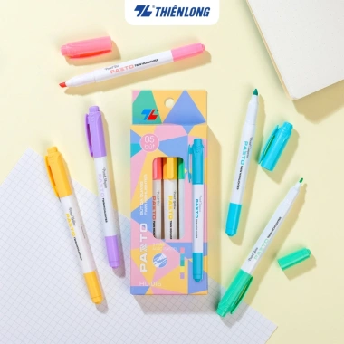 Bút dạ quang 2 đầu 5 màu Pastel Thiên Long Pazto HL-016 - Không để lại vết photocopy, không lem chữ, giá chỉ 20.000₫ 7