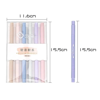 Bút Dạ Quang 2 Đầu 6 Màu Pastel - Morandi Doodle, Đầu Mềm Chống Mỏi Mắt, Giá 25.000 2