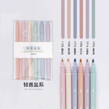 Bút Dạ Quang 2 Đầu 6 Màu Pastel - Morandi Doodle, Đầu Mềm Chống Mỏi Mắt, Giá 25.000 6